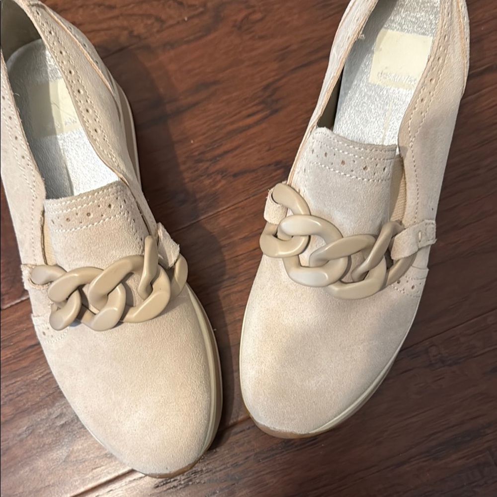 Dolce Vita Cream Platform Loafers with Chain Detail